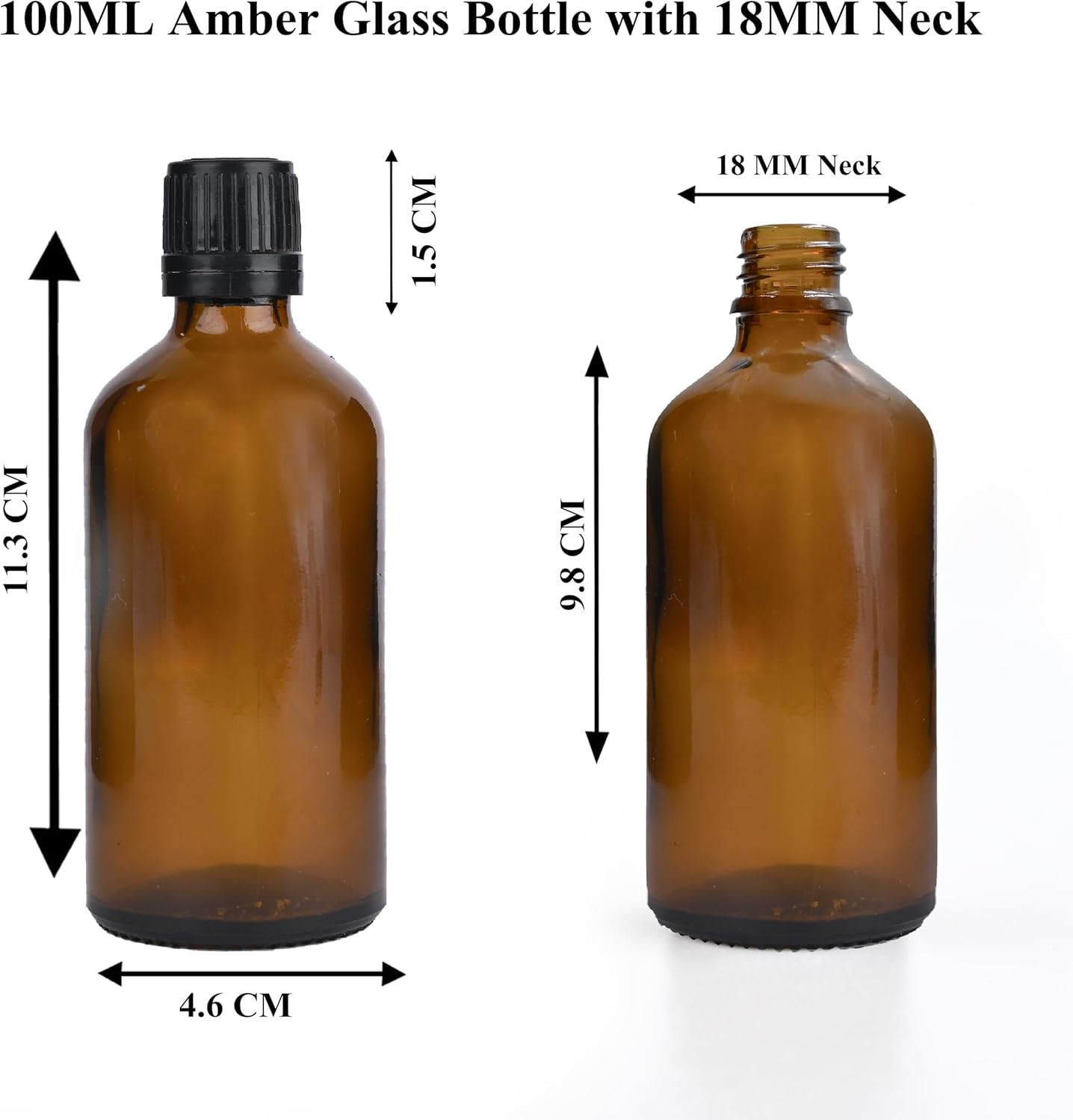 100ml Amber Glass Dropper Bottle With Black Slow Flow Cap Pack Of 25 Units
