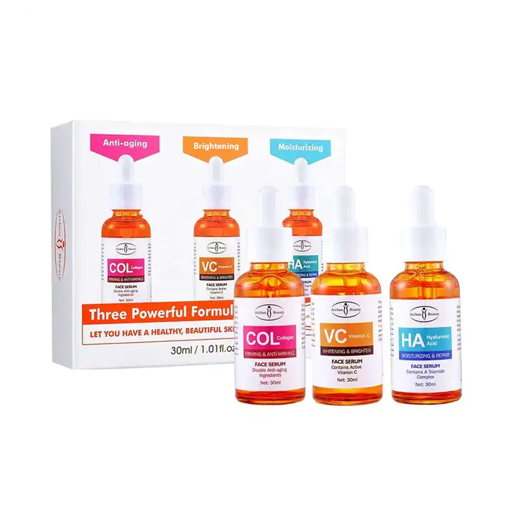 3 Piece Face Serum Set Aichun Beauty Collagen Vitamin C Hyaluronic Acid Pack of 6
