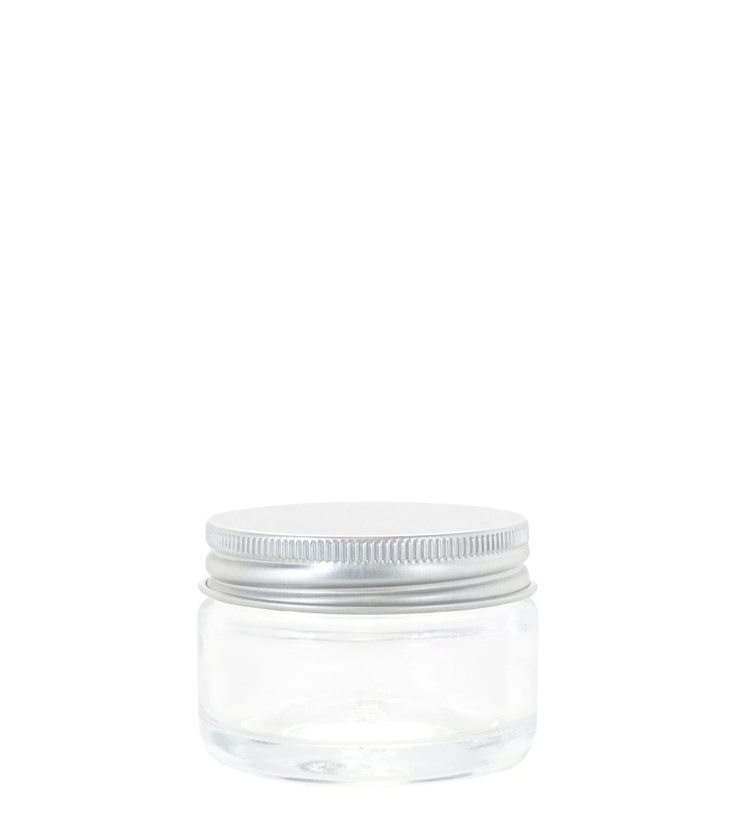 50g Clear Glass Jar With Aluminium Silver Lid Pack Of 25 Units