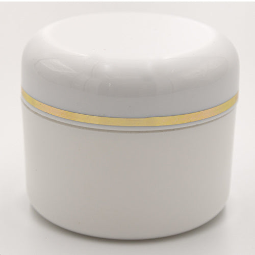 50g White Plastic Double Wall Jar With Gold Rim Box Of 50 Units
