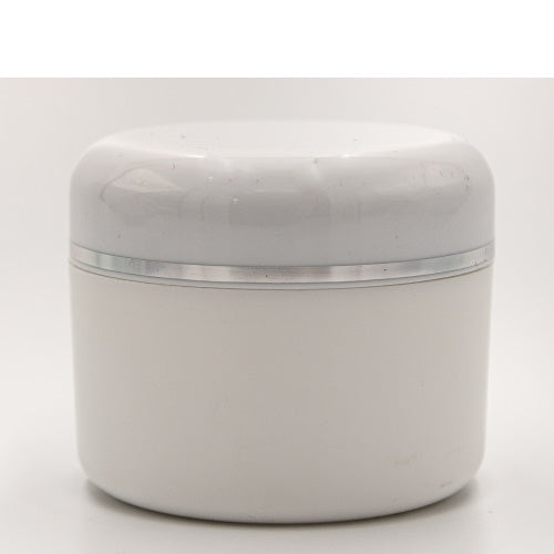 50g White Plastic Double Wall Jar With Silver Rim Box Of 50 Units