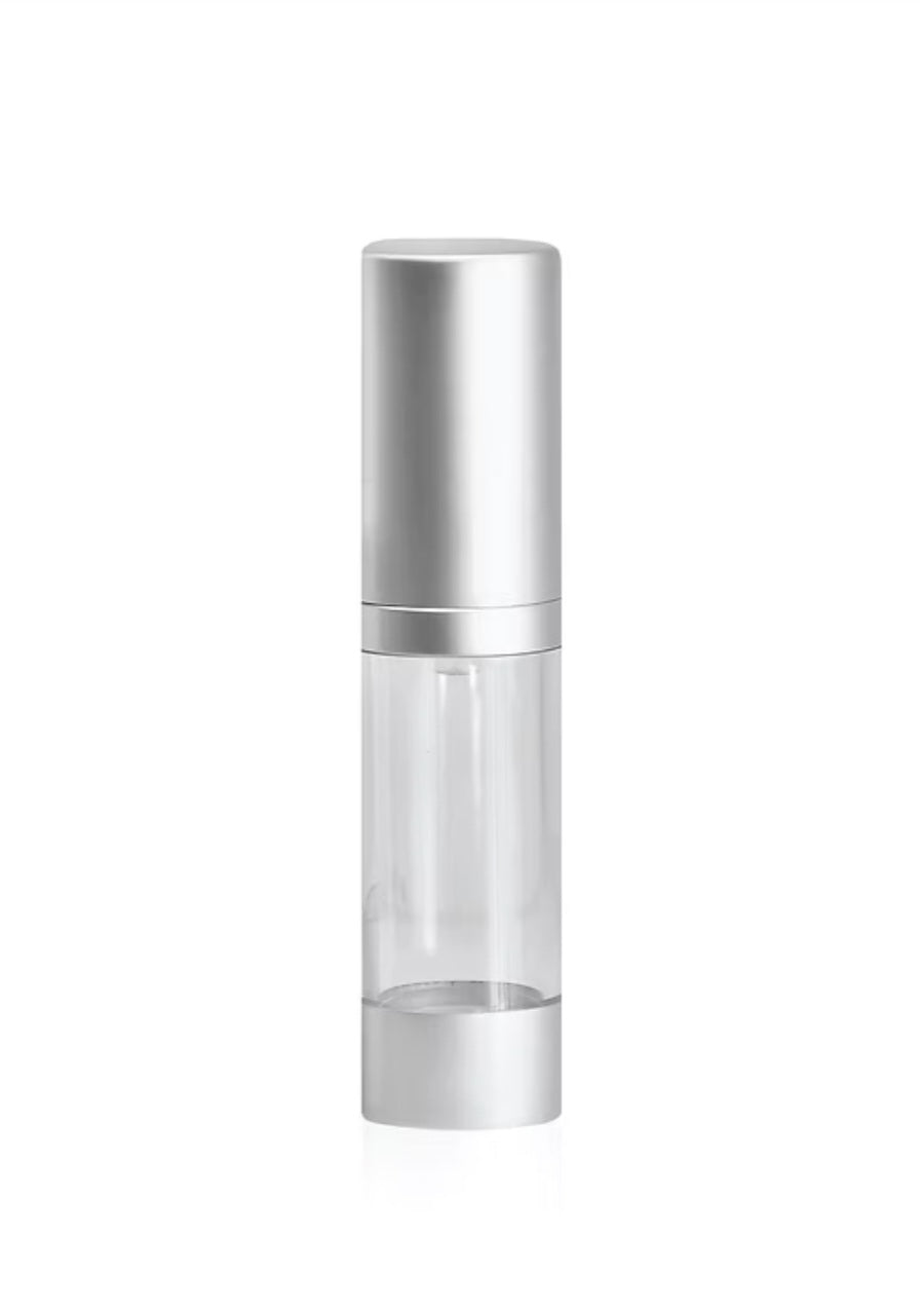15ml Airless Pump Bottle Clear And Matt Silver Box Of 400 Units