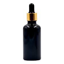 50ml Black Glass Dropper Bottle With Gold Pipette