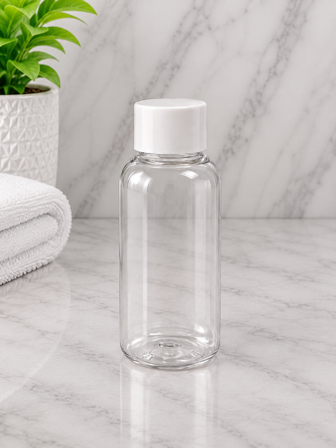 100ml Boston Pet Clear Bottle With White Screw Cap