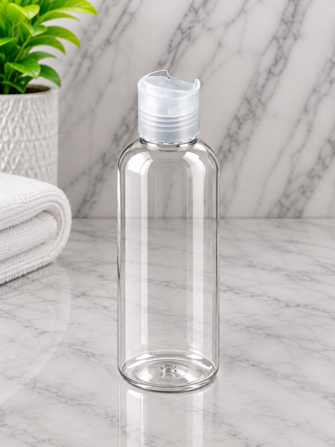 100ml Boston Pet Clear Bottle With Clear Disc Cap