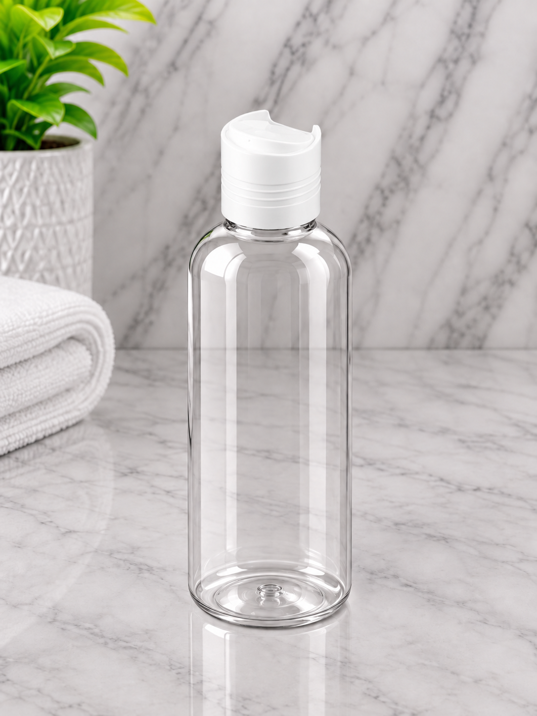100ml Boston Pet Clear Bottle With White Disc Cap