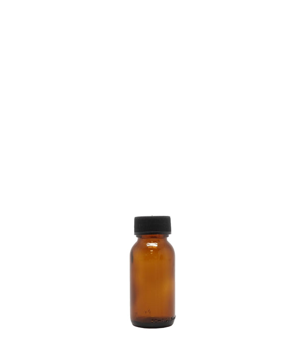 50ml Amber Generic Glass Bottle With Black Screw Cap Box Of 110 Units