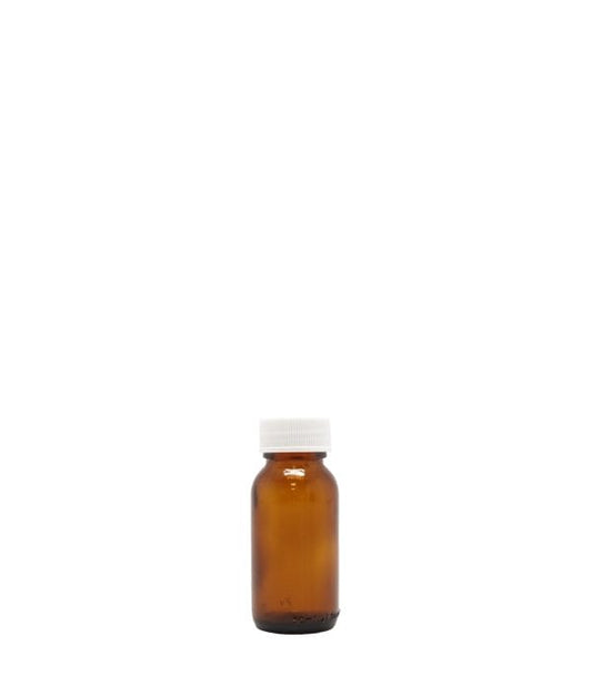 50ml Amber Generic Glass Bottle With White Screw Cap Box Of 110 Units