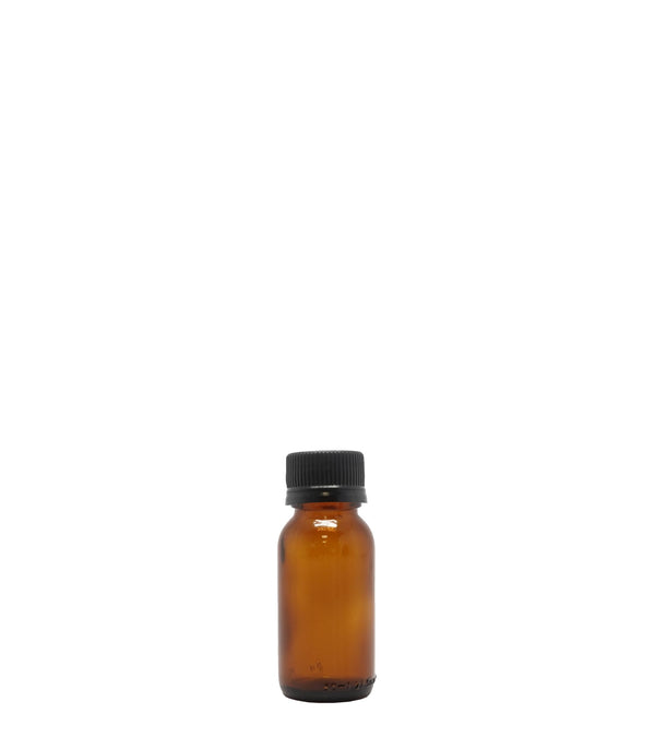 50ml Amber Generic Glass Bottle With Black Tamper Proof Cap Box Of 110 Units