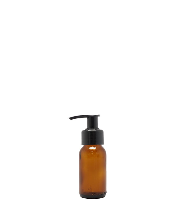50ml Amber Generic Glass Bottle With Black Lotion Pump Pack Of 25 Units
