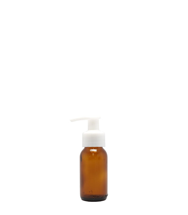 50ml Amber Generic Glass Bottle With White Lotion Pump Box Of 50 Units