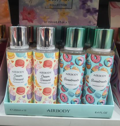 250ml Airbody Spray Body Mist Random Flavour Pack Of 12 Units