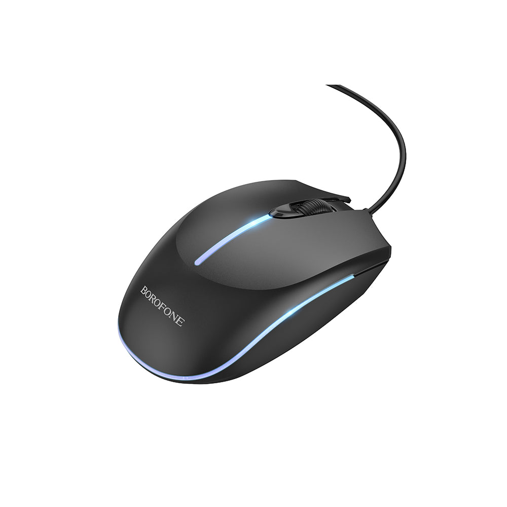 BOROFONE LED Backlit Gaming Wired Mouse With MXM Keyring Flashlight - BG10