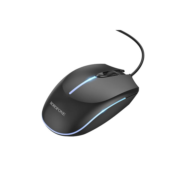 BOROFONE LED Backlit Gaming Wired Mouse With MXM Keyring Flashlight - BG10