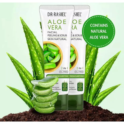 Dr.Rashel Aloe Vera Facial Peeling & Scrub Skin Natural 2 In 1 Oil-Free Exfoliating & Clarifying DRL-1531