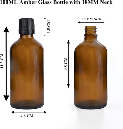 100ml Amber Glass Dropper Bottle With Black Slow Flow Cap Pack Of 25 Units