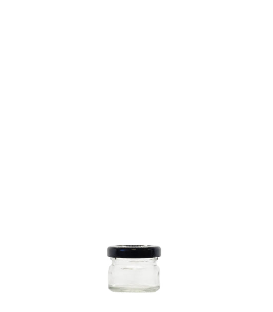 28ml 30ml Clear Glass Jar With Black Lid Box Of 48 Units