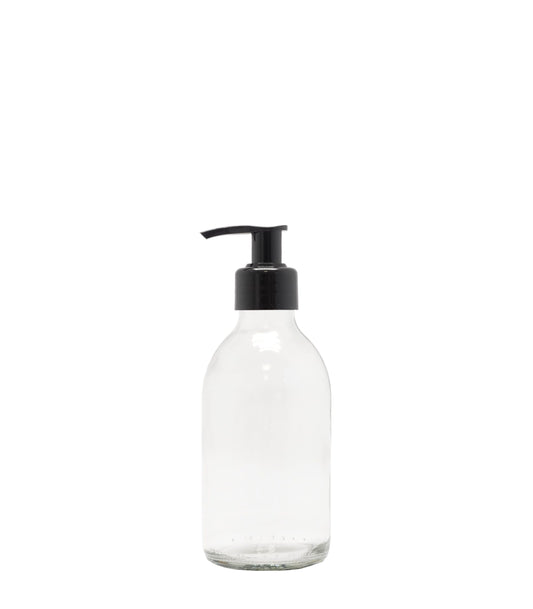 200ml Clear Generic Glass Bottle With Black Lotion Pump Pack Of 25 Units