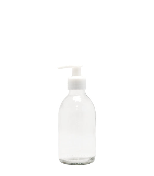 200ml Clear Generic Glass Bottle With White Lotion Pump Pack Of 25 Units
