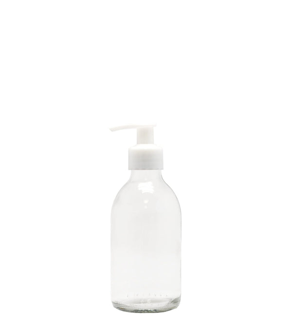 200ml Clear Generic Glass Bottle With White Lotion Pump Box Of 50 Units