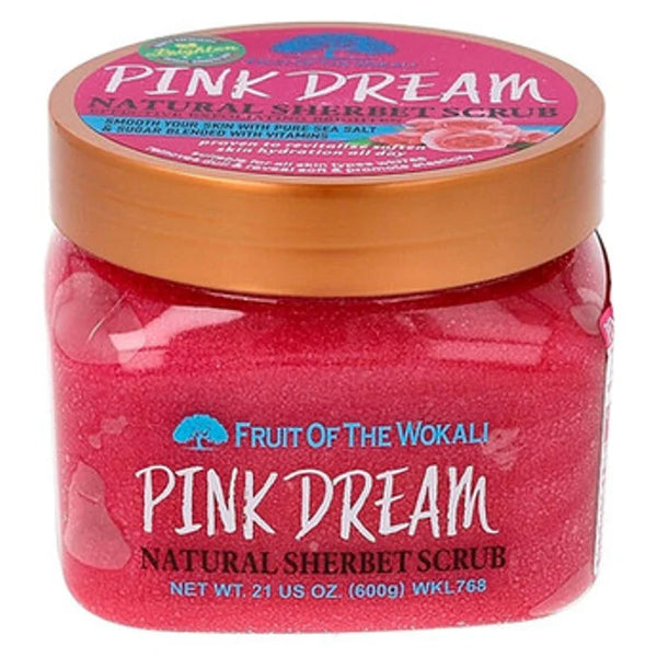 600g Pack Of 12 Fruit Of The Wokali Pink Dream Natural Sherbet Scrub