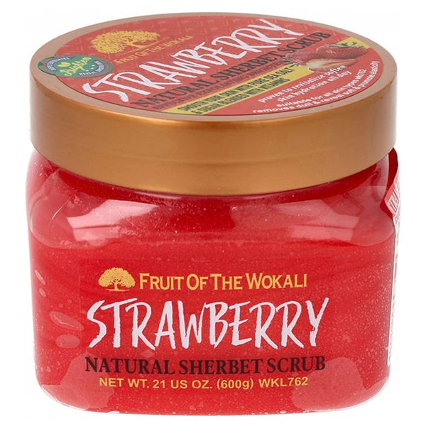 600g Pack Of 12 Fruit Of The Wokali Strawberry Natural Sherbet Scrub