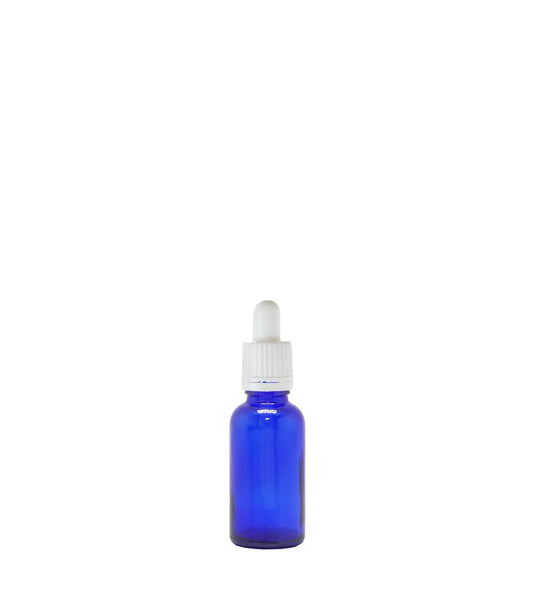 30ml Blue Glass Dropper Bottle With White Pipette Box Of 50 Units