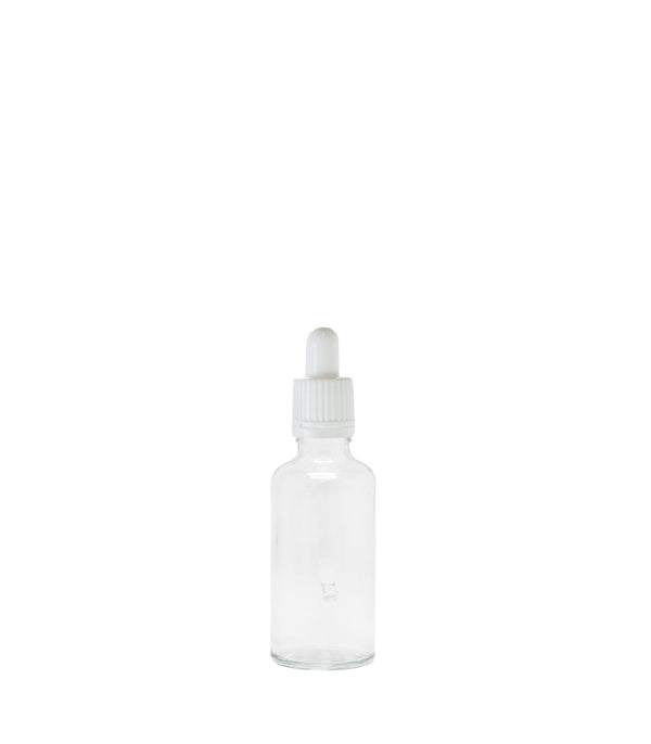 50ml Clear Glass Dropper Bottle With White Pipette