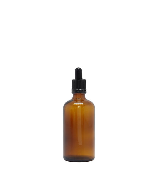 100ml Amber Glass Dropper Bottle With Black Pipette Box Of 90 Units