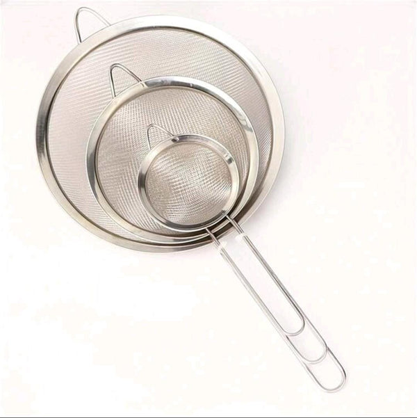 3 Piece Stainless Steel Sieve Strainer Set