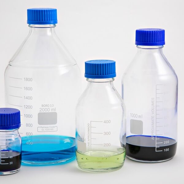 Schott Bottle With Blue GL45 Screw Cap