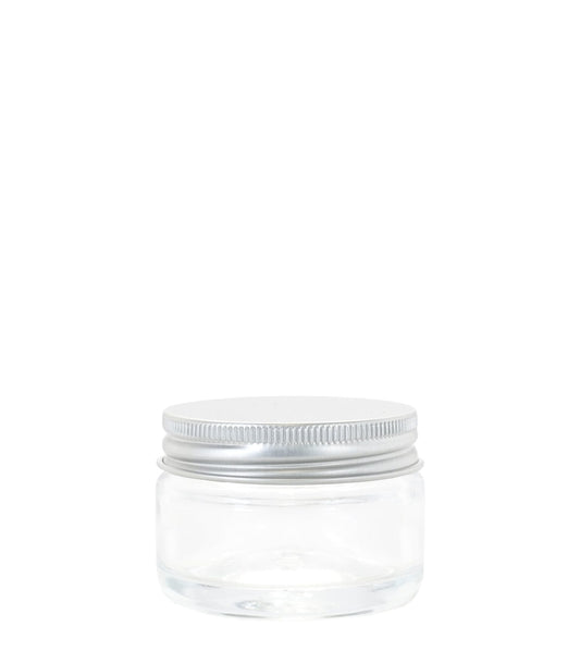 50g Clear Glass Jar With Aluminium Silver Lid Pack Of 25 Units