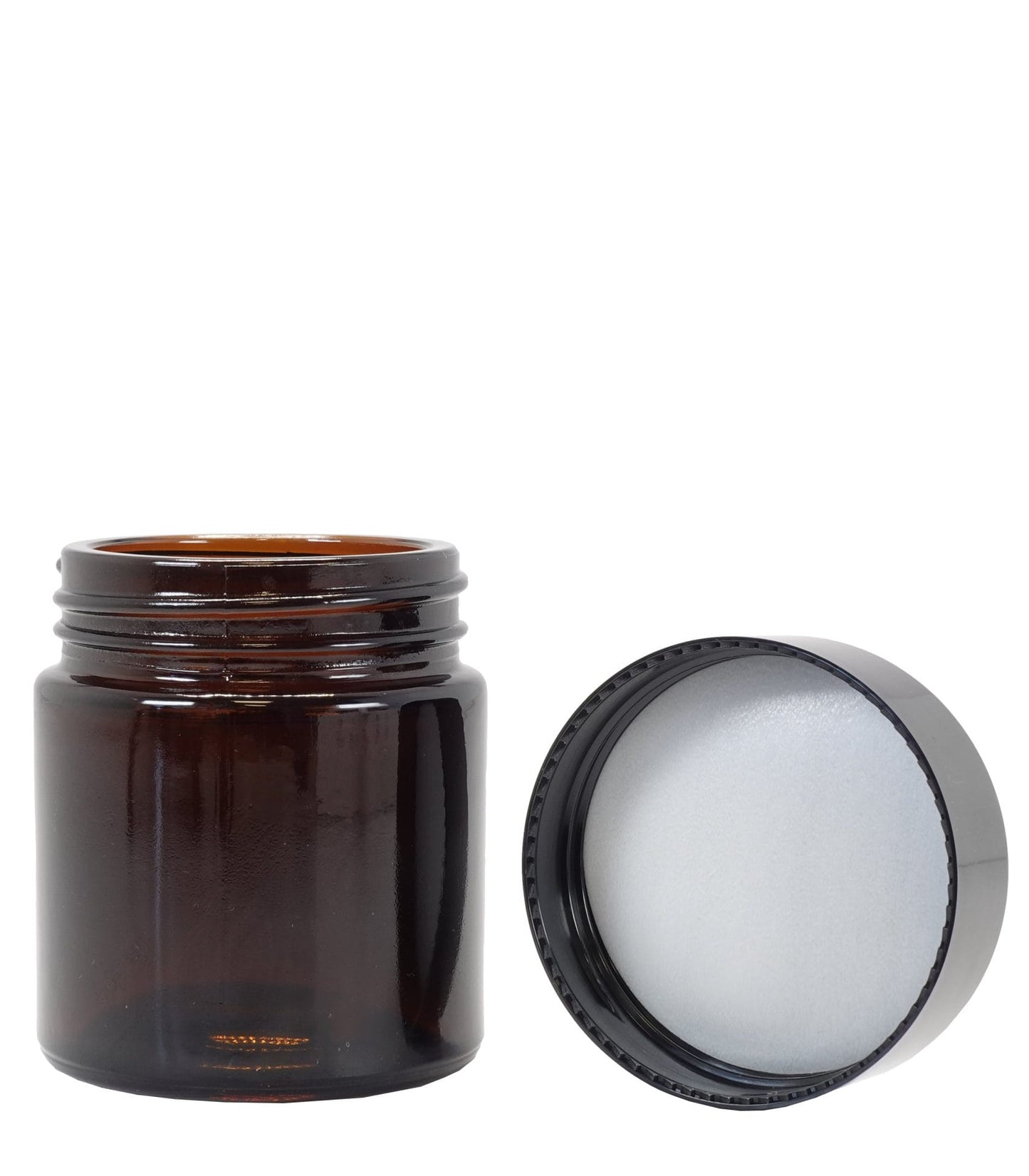 100g Amber Glass Jar With Black Lid And Shive Box Of 120 Units