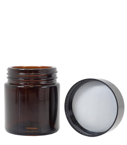 100g Amber Glass Jar With Black Lid And Shive Box Of 120 Units