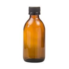 200ml Amber Generic Glass Bottle With Black Screw Cap Box Of 70