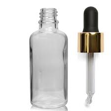 30ml Clear Glass Dropper Bottle With Gold Pipette
