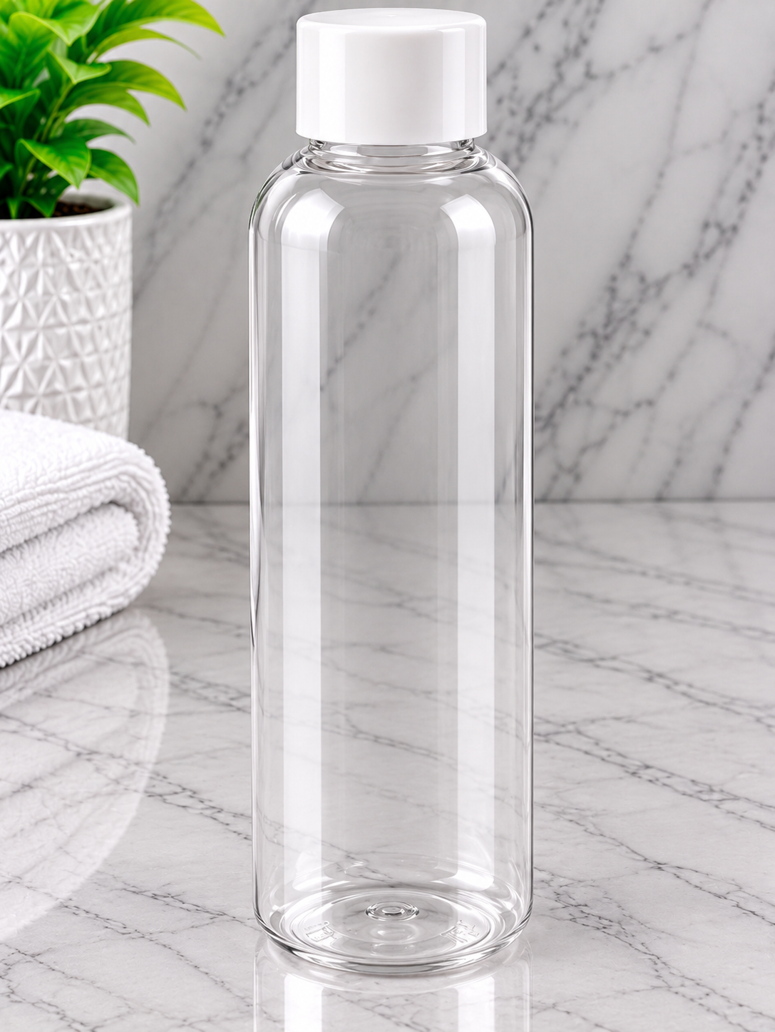 250ml Boston Pet Clear Bottle With White Screw Cap