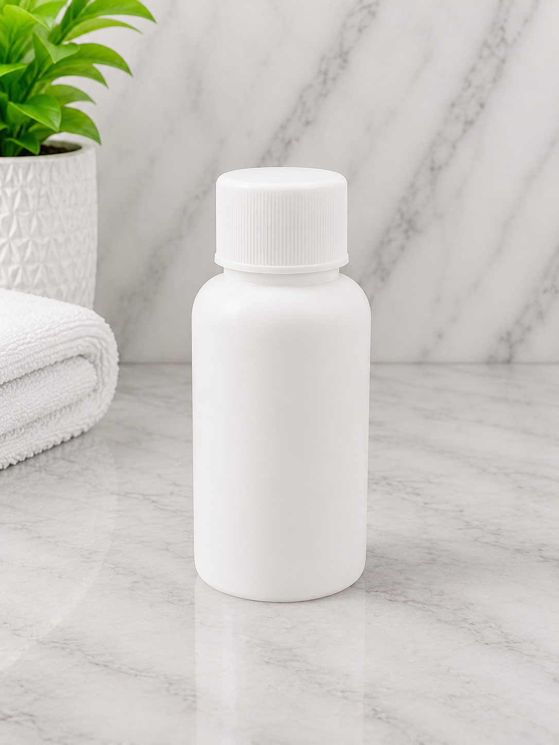 50ml Boston White Bottle With White Screw Cap Pack Of 100