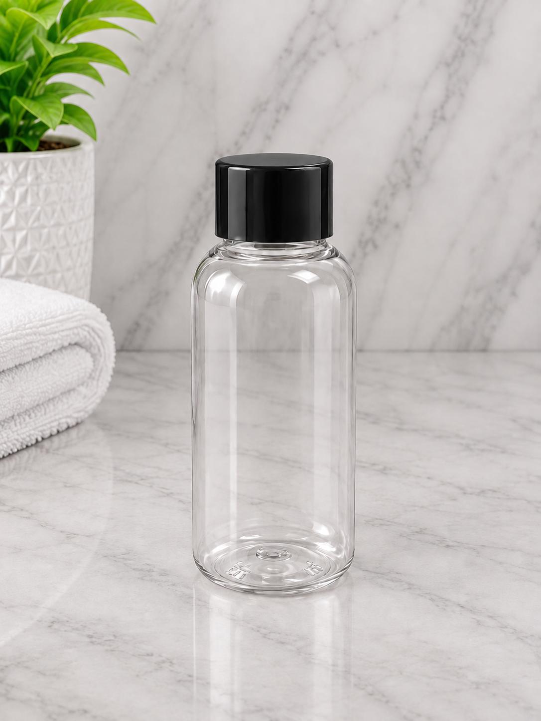 100ml Boston Pet Clear Bottle With Black Screw Cap