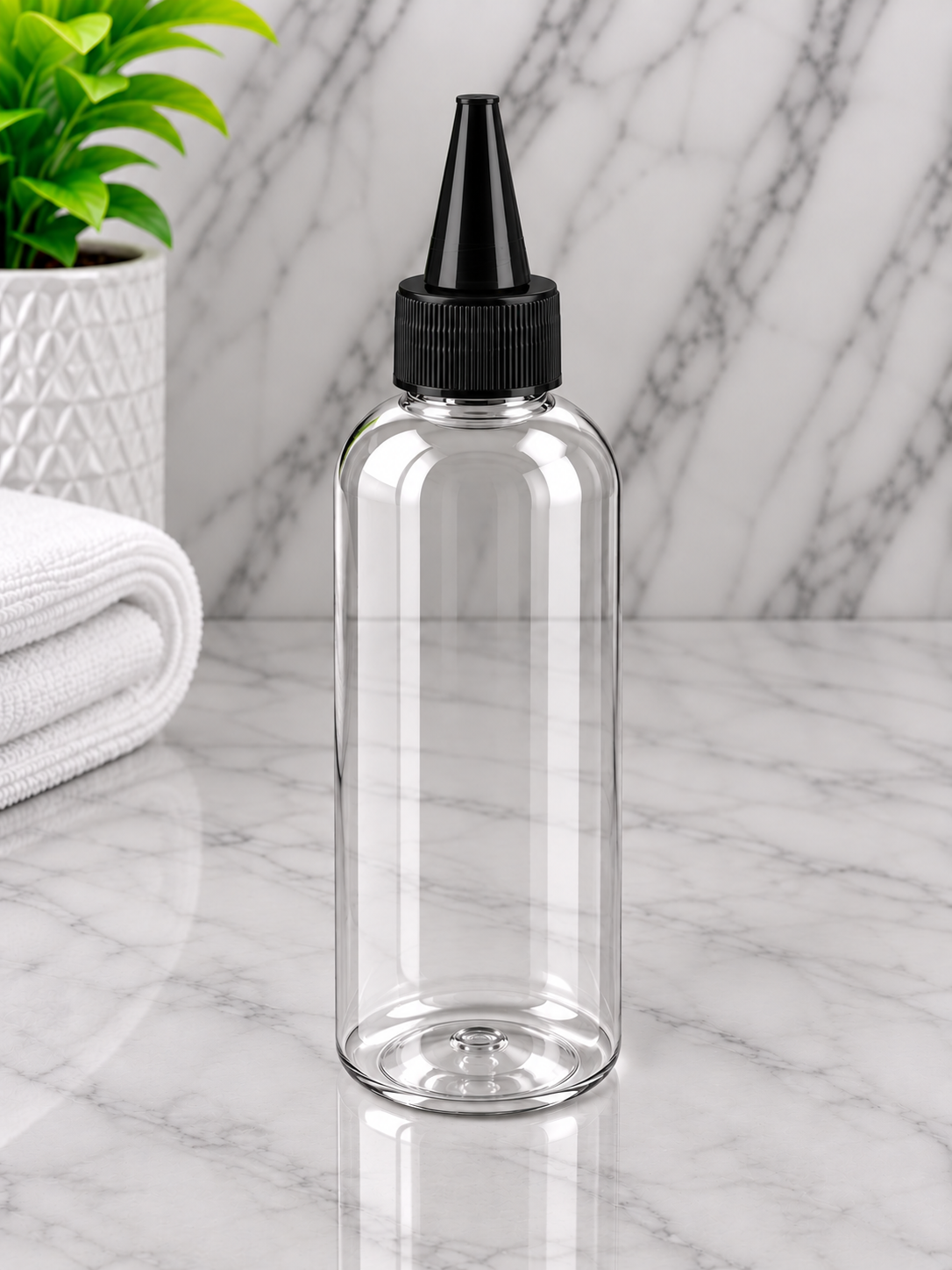 50ml Boston Pet Clear Bottle With Black Oil Spout