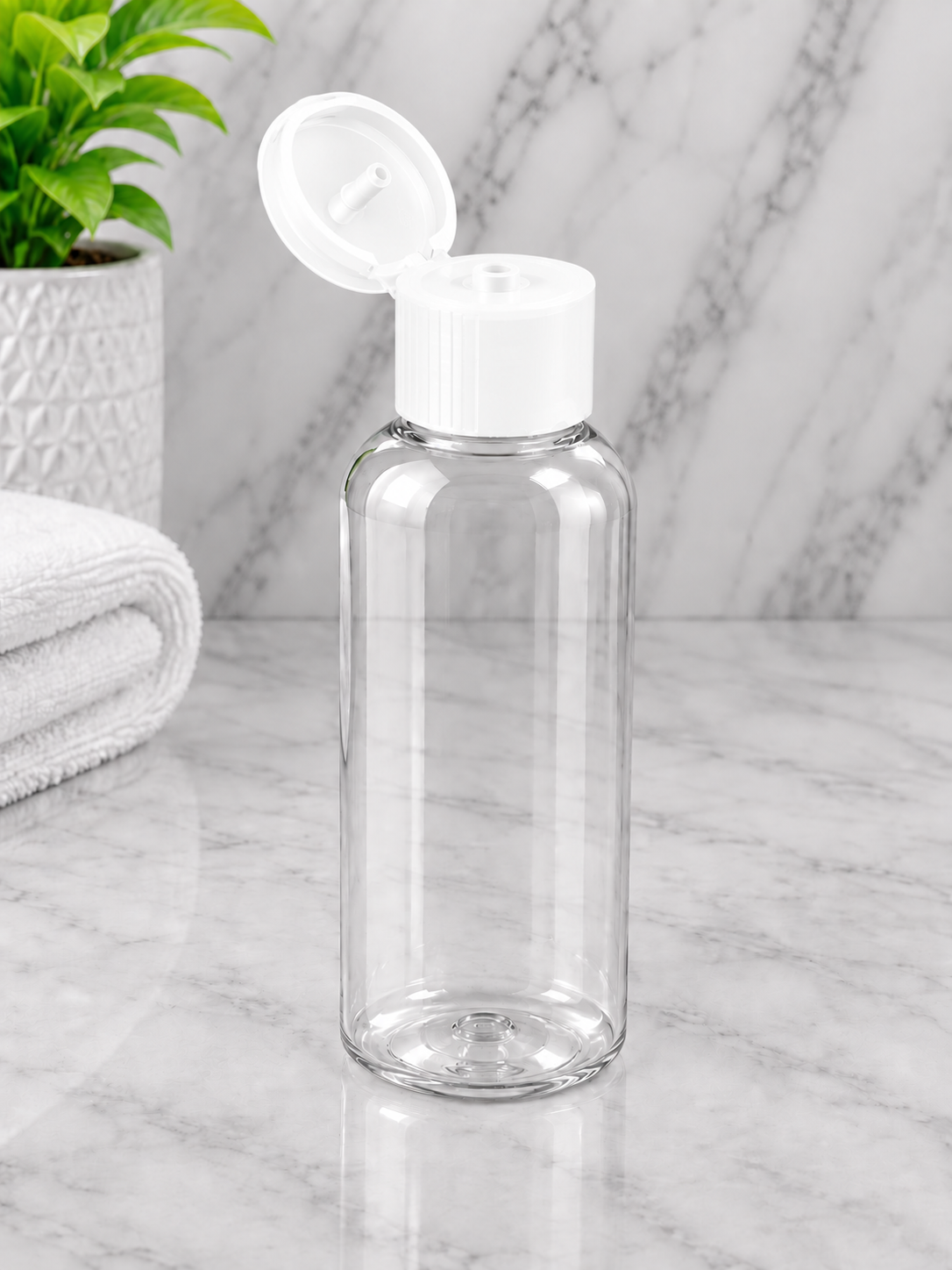 50ml Boston Pet Clear Bottle With White Flip Cap