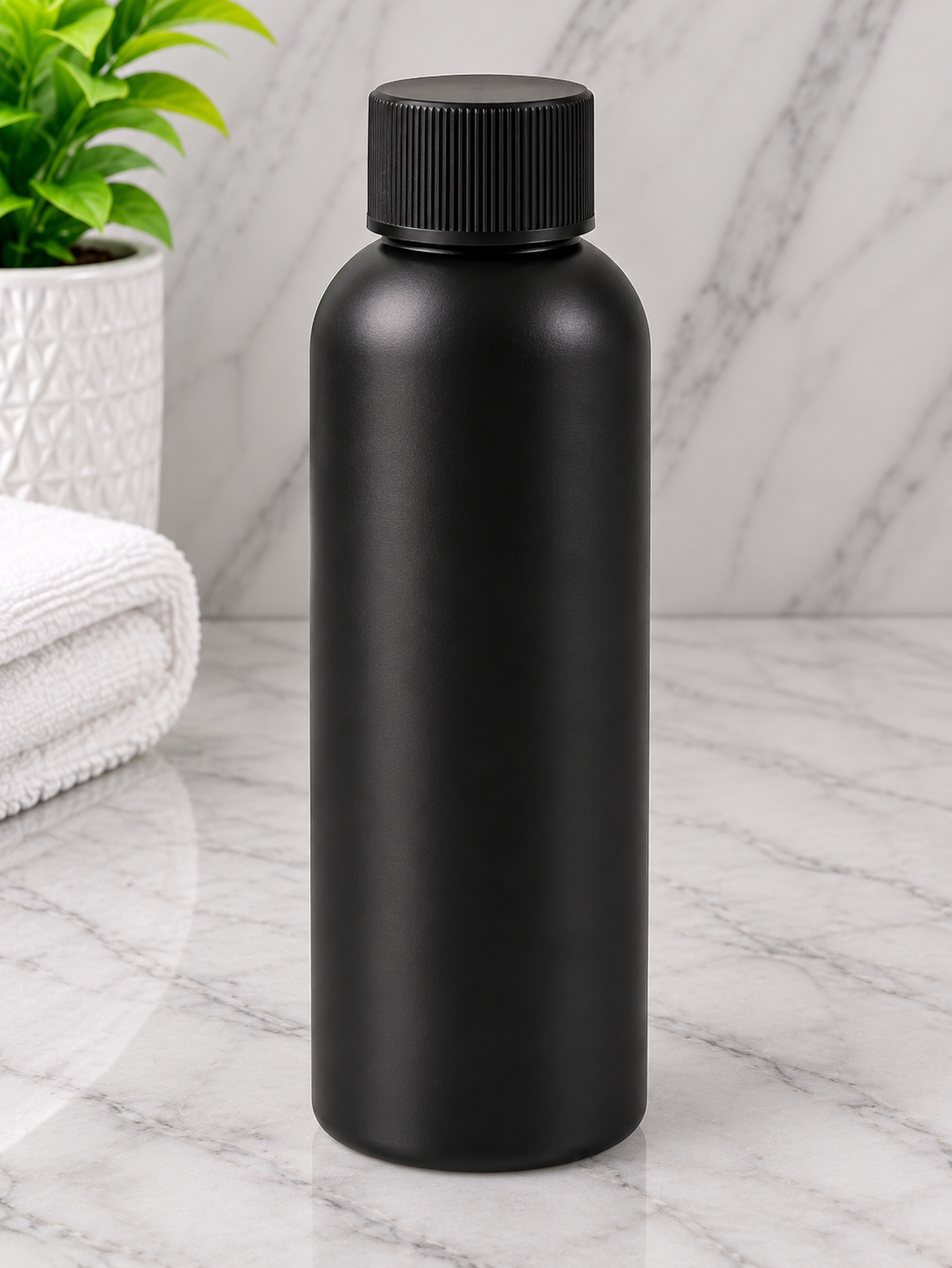 250ml Boston Black Bottle With Black Screw Cap