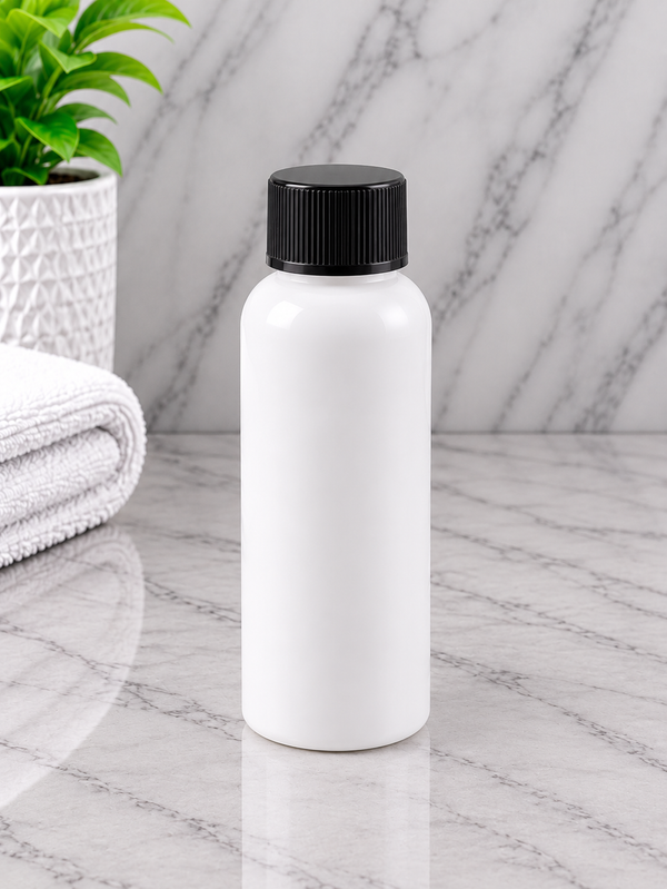 100ml Boston White Bottle With Black Screw Cap