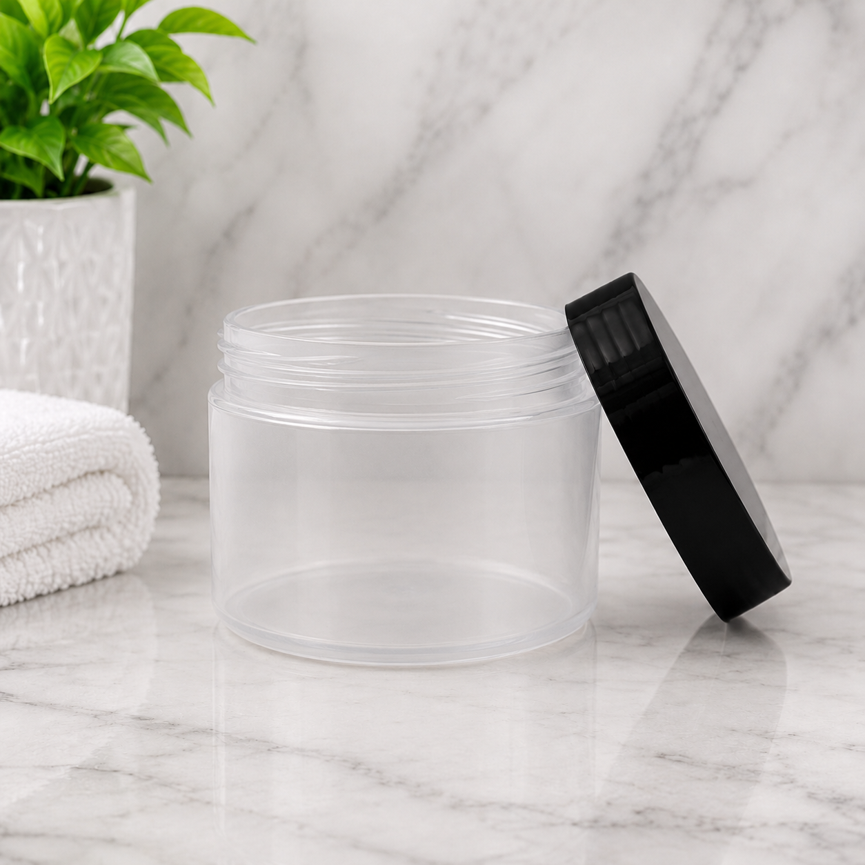 250g Natural Cosmo Jar Black Lid