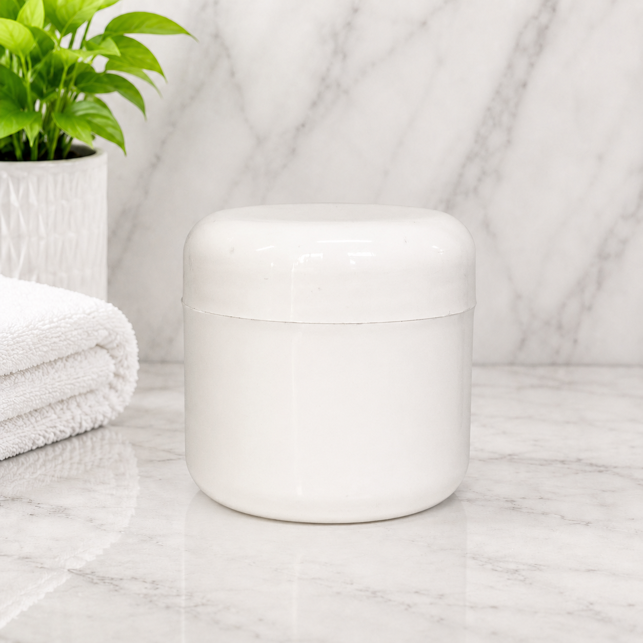 250g White Euro Jar White Lid